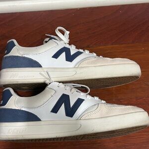 New Balance Men's Cream and Navy Sneakers